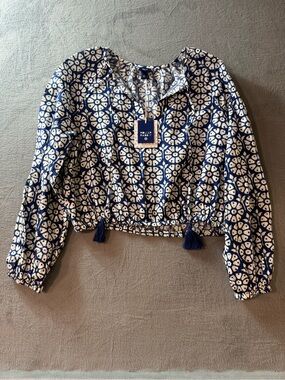 Roller Rabbit - Navy Daisy Floral Long-Sleeve Tunic Top